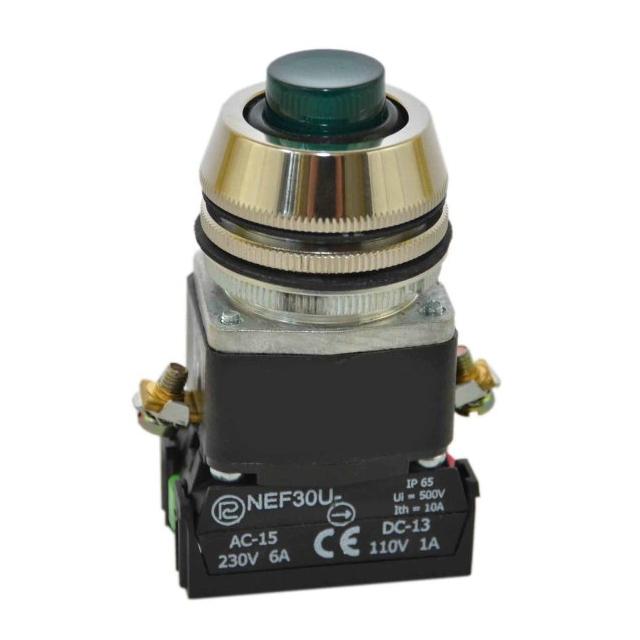 Przycisk NEF30-UWLD2X 24V-230V zielony W0-NEF30-UWLD 2X Z PROMET