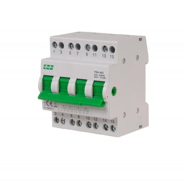 Przełącznik instalacyjny sieć-agregat 4P 63A PSA-463 F&F