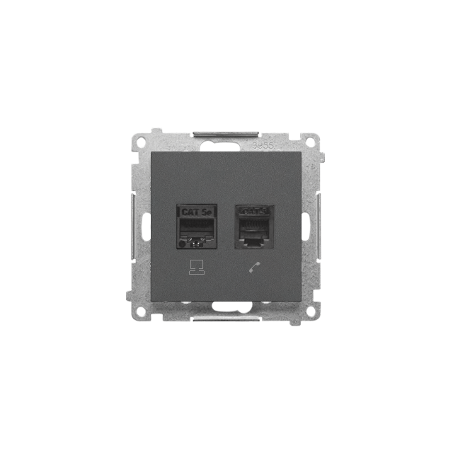 Simon 55 Gniazdo komputerowe RJ45 kategoria 5e+telefoniczne RJ12 Grafitowy mat