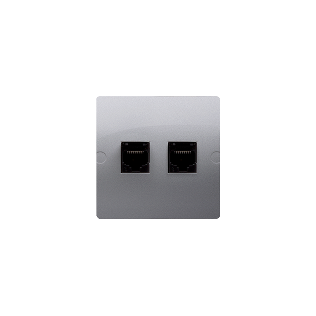 Simon Basic Gniazdo komputerowe RJ45 kat.5e + telefoniczne RJ11 . Montaż gniazda na wkręty do puszki srebrny mat BMF5T.02/43 KONTAKT