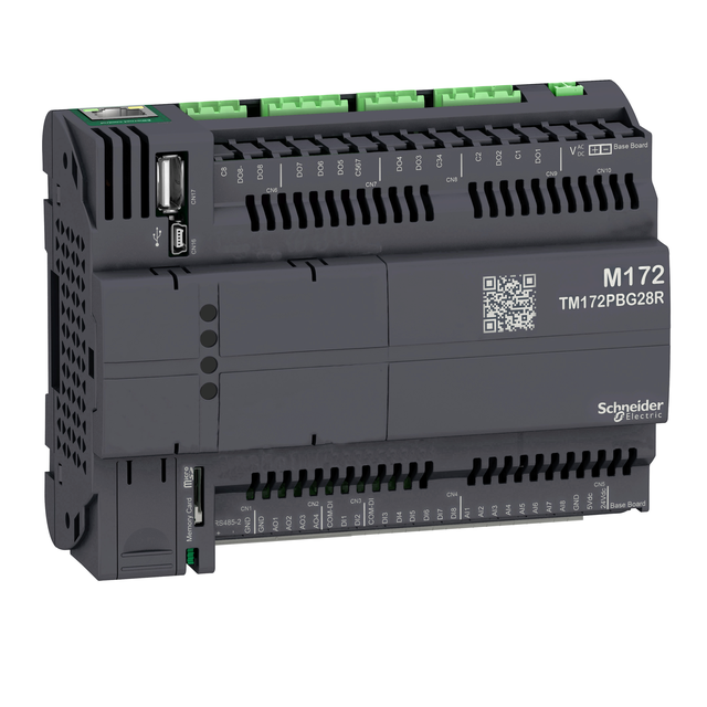 Modicon M172, Sterownik PLC HVAC, 8 DI, 8 AI, 8 DO, 4 AO, Ethernet, CAN, RS485, USB mini A/B, µSD TM