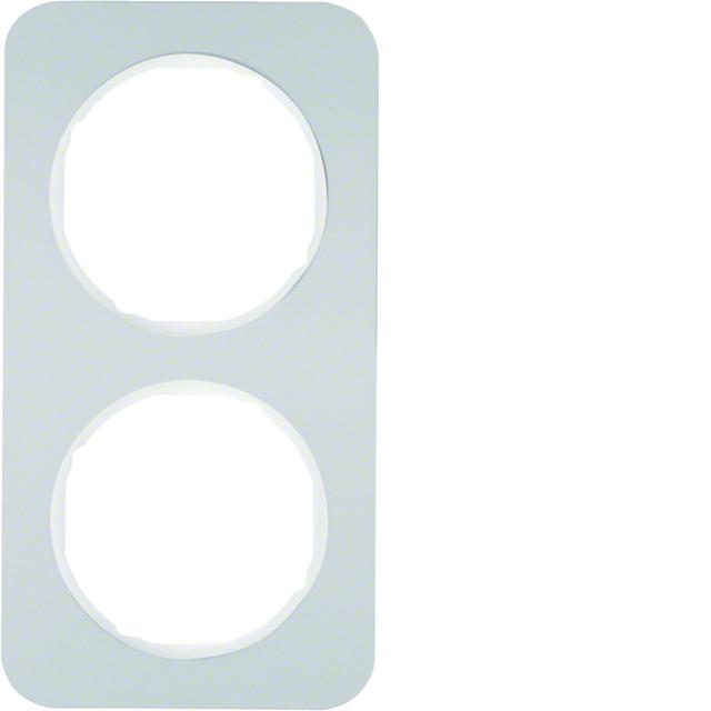 BERKER R.1 Ramka podwójna aluminium/biała 10122174 HAGER