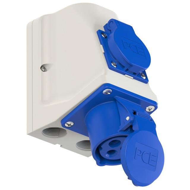 GNIAZDO KOMBI CEE + 230V Z BOLCEM 16A 230V 2P+Z nie okablowane IP44 9213-6fw PCE