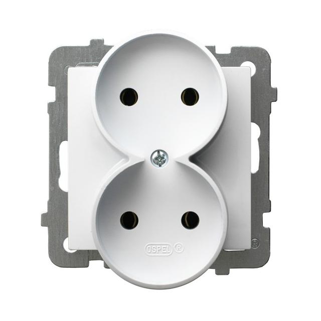 AS ANTYBAKTERYJNY Gniazdo podwójne moduł bez ramki, produkt zawiera szkło fosforanowo-srebrowe - kol