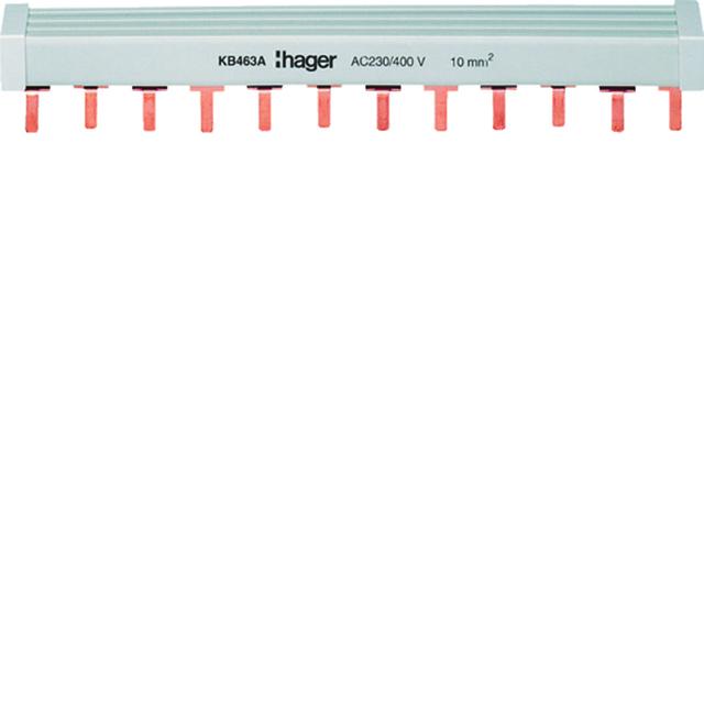 Szyna grzebieniowa kołkowa pozioma 4P 16mm2 57M KB480B HAGER