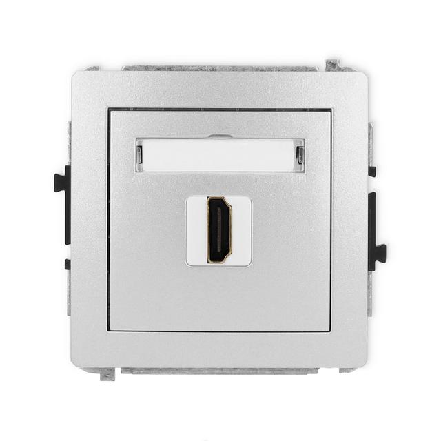 DECO Mechanizm gniazda pojedynczego HDMI 2.0 srebrny metalik