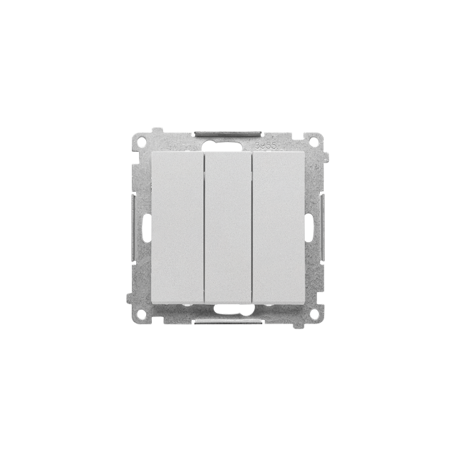 Simon 55 Przycisk zwierny potrójny z podświetleniem LED szybkozłączka Aluminium mat TP31L.01/143 KONTAKT