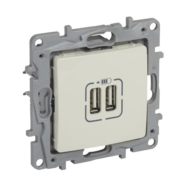 NILOE - PODWÓJNE GNIAZDO ŁADOWANIA USB 5 V 2400 MA KREMOWE, Legrand