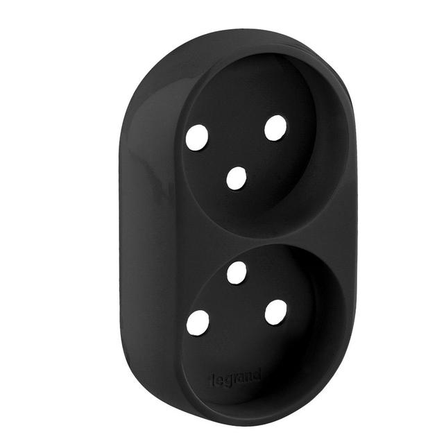 VALENA ALLURE - PLAKIETKA CZARNA GNIAZDA PODWÓJNEGO 2X2P+Z, Legrand