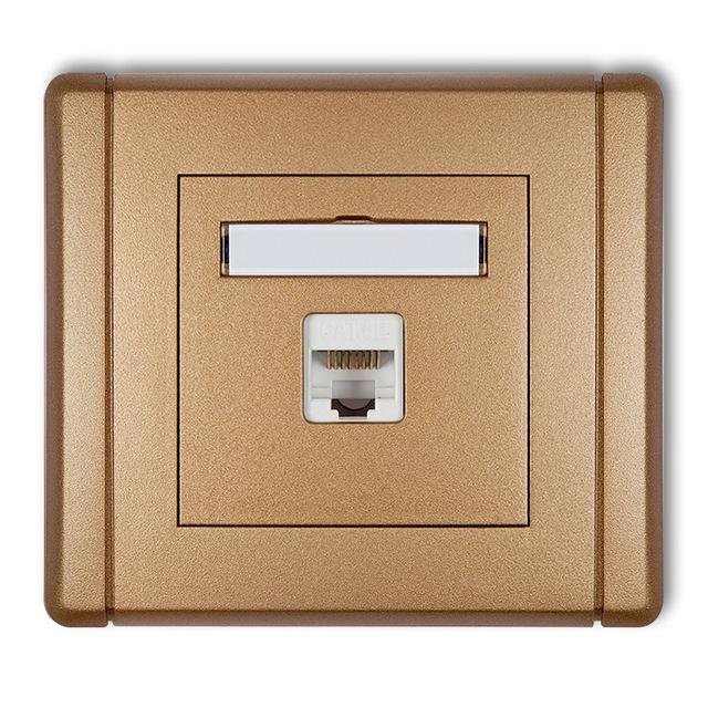 FLEXI Gniazdo komputerowe pojedyncze 1xRJ45, kat. 5e, ekranowane, 8-stykowe złoty metalik