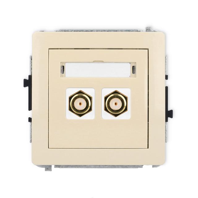 DECO Mechanizm gniazda antenowego podwójnego typu F (SAT) pozłacany beżowy