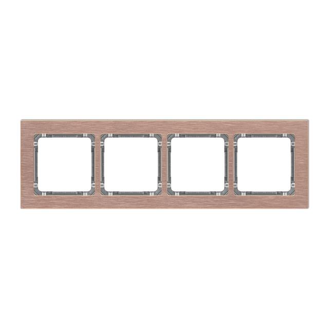DECO Ramka uniwersalna poczwórna - aluminium szczotkowane (ramka: kolor miedziany; spód: grafitowy)
