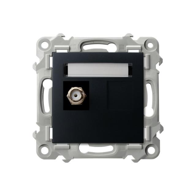 SZAFIR Gniazdo antenowe typu F pojedyncze - kolor czarny metalik