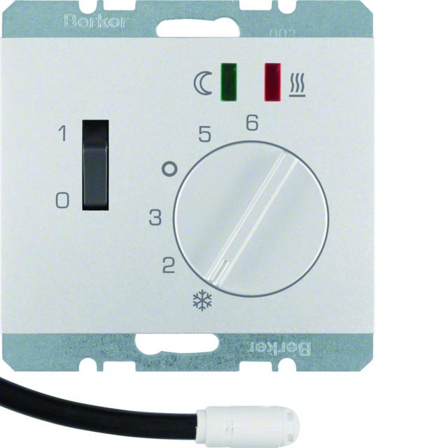 BERKER K.5 Regulator temperatury podłogi z stykiem zwiernym elementem centralnym LED aluminium 20347