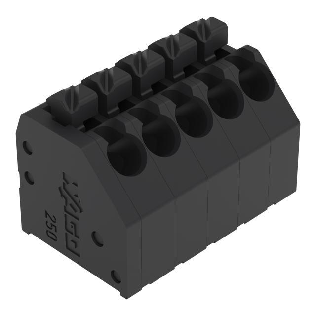 Złączka THR do płytek drukowanych przycisk 1,5mm2 RM 3,5mm 5-bieg czarny /60szt./ 250-205/353-604 WAGO