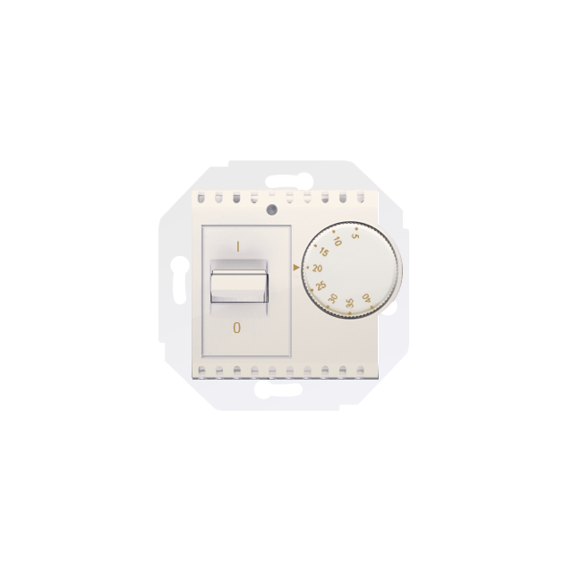 Simon 54 Regulator temperatury z czujnikiem wewnętrznym 16(2) A 230V. Montaż na wkręty kremowy