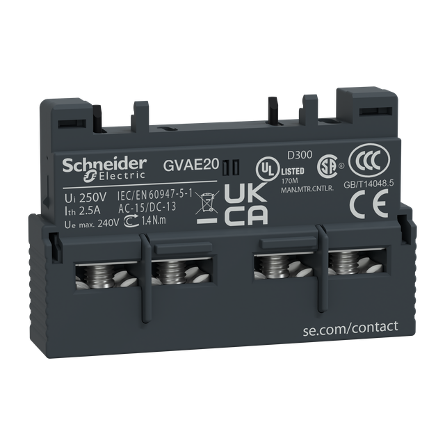 Blok styków bezzwłocznych, TeSys Deca, 2NO, montaż przedni, GV2