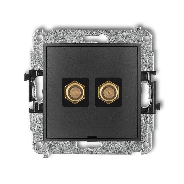 ICON Mechanizm gniazda antenowego podwójnego typu F (SAT) pozłacany, bez pola opisowego grafitowy