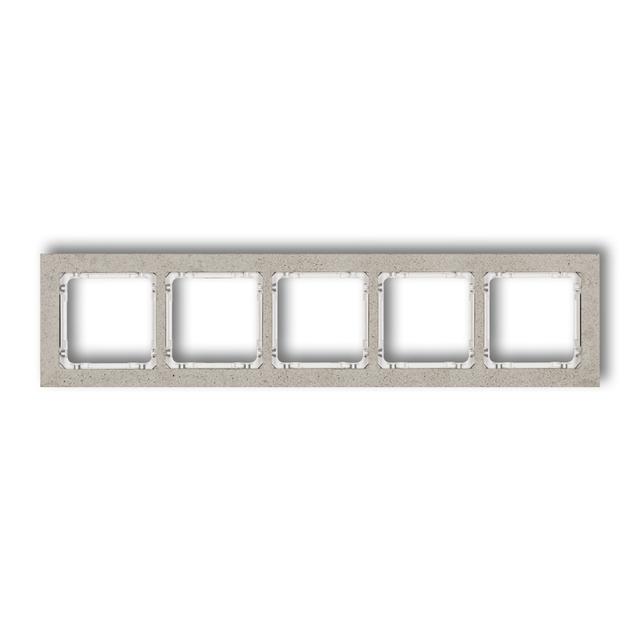 DECO Ramka uniwersalna pięciokrotna - beton (ramka: jasnoszara; spód: biały)