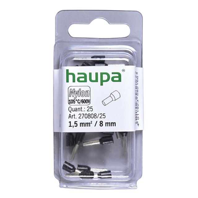 HTI  - 1,5/8 końc. tulejkowa  izol czarna ( 25 szt w opakowaniu)