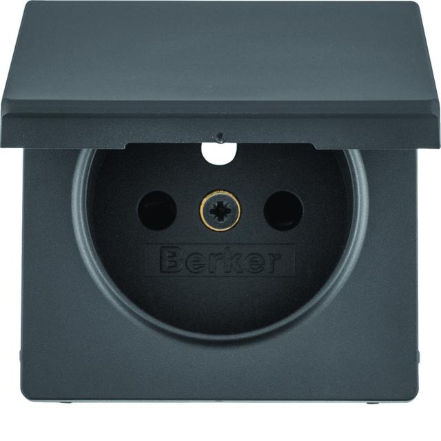 BERKER Q.x Płytka czołowa z przysłonami styków do gniazda z uziemieniem z pokrywą antracyt 396543608