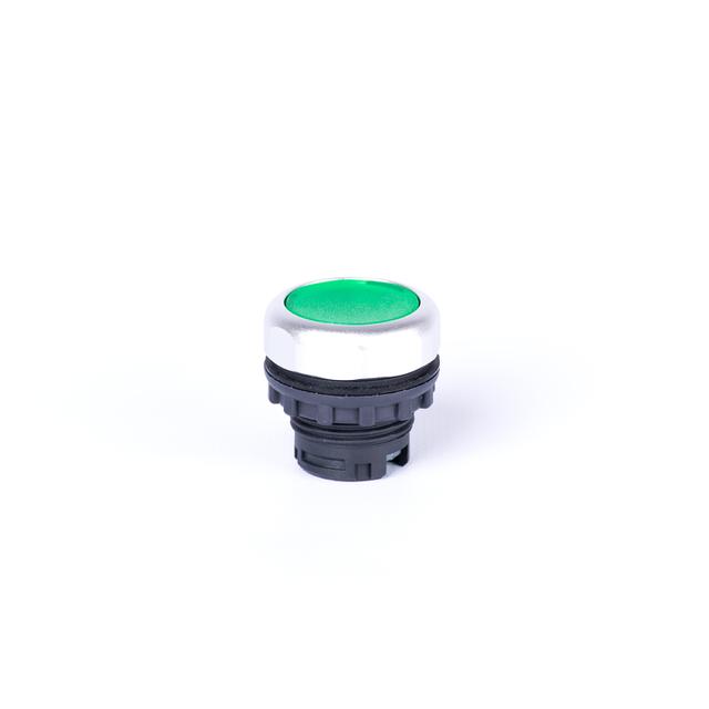 Ex9P1 FI g Główka z przyciskiem płaskim z samopowrotem bez nadruku możliwość podświetlenia zielona