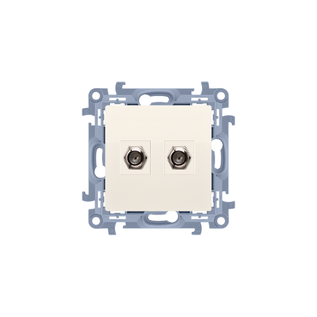 Simon 10 Gniazdo antenowe typu F podwójne  krem