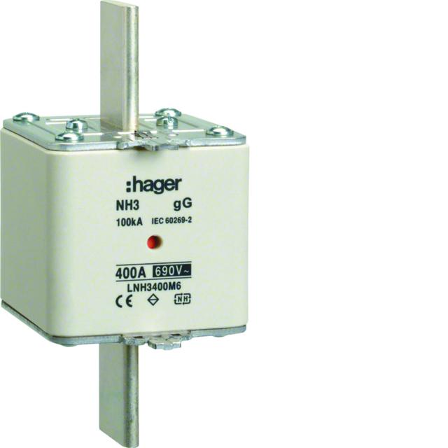 Wkładka bezp. nożowa NH3 wsk.podw. uchwyt nieiz. gG 400A 690VAC LNH3400M6 HAGER