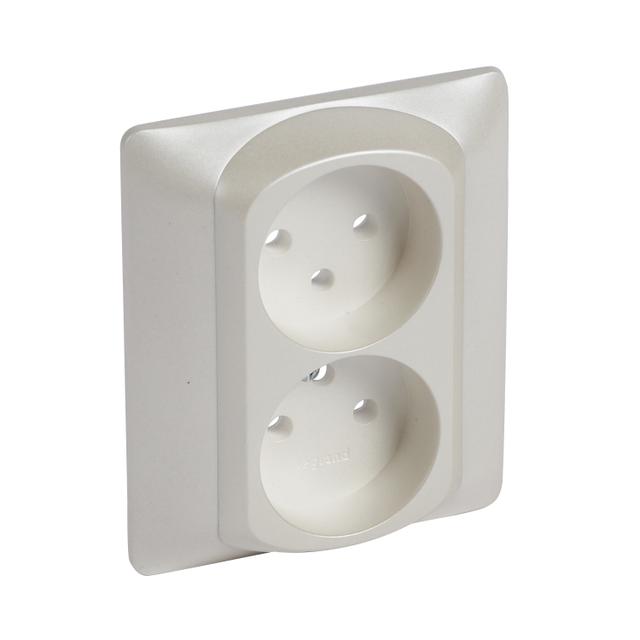 SISTENA LIFE PLAKIETKA PEARL GNIAZDA PODWÓJNEGO 2P+Z, Legrand