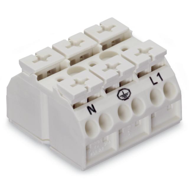 blok zasilający 3-biegunowy biały nadruk N-PE-L1 /250szt./ WAGO
