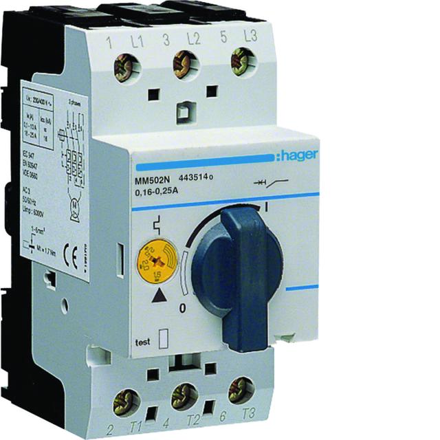 Wyłącznik silnikowy 3P 0,06kW 0,16-0,24A POLO MM502N HAGER