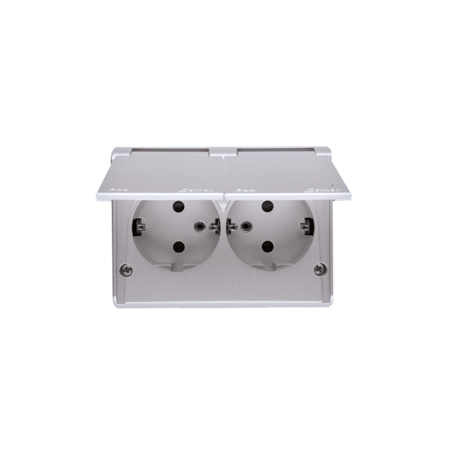 Simon 54 Gniazdo podwójne Schuko n/t IP44 z przesłonami wersja skandynawska 16A z. śrub. brąz mat