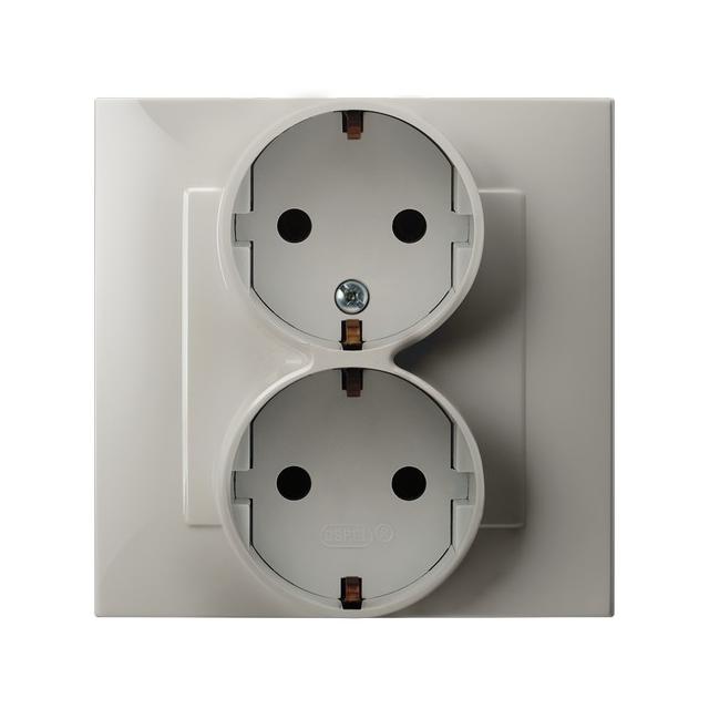 SZAFIR Gniazdo podwójne z uziemieniem schuko - kolor kaszmirowy beż