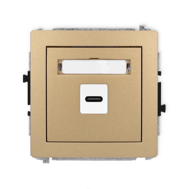 DECO Mechanizm gniazda pojedynczego 1xUSB C-C złoty metalik