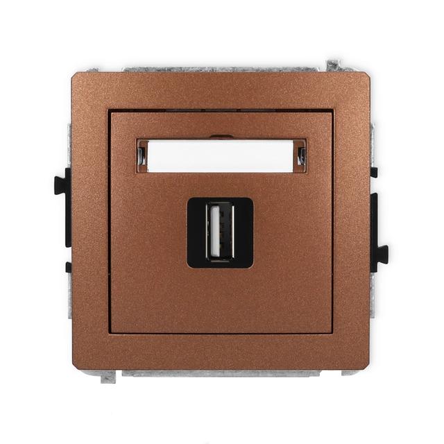 DECO Gniazdo pojedyncze USB A-A 2.0 brązowy metalik 9DGUSB-1 KARLIK