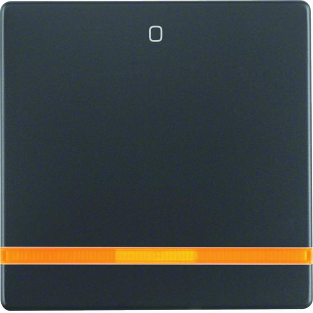 BERKER Q.x Klawisz z pomarańczową soczewką z nadrukiem 0 antracyt aksamit 16246086 HAGER