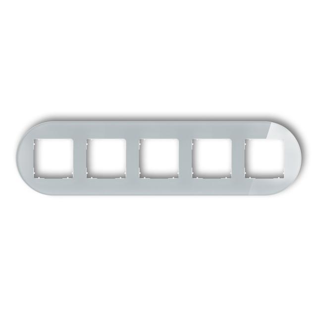 ICON Ramka uniwersalna pięciokrotna okrągła - efekt szkła (ramka: szara; spód: biały) szary