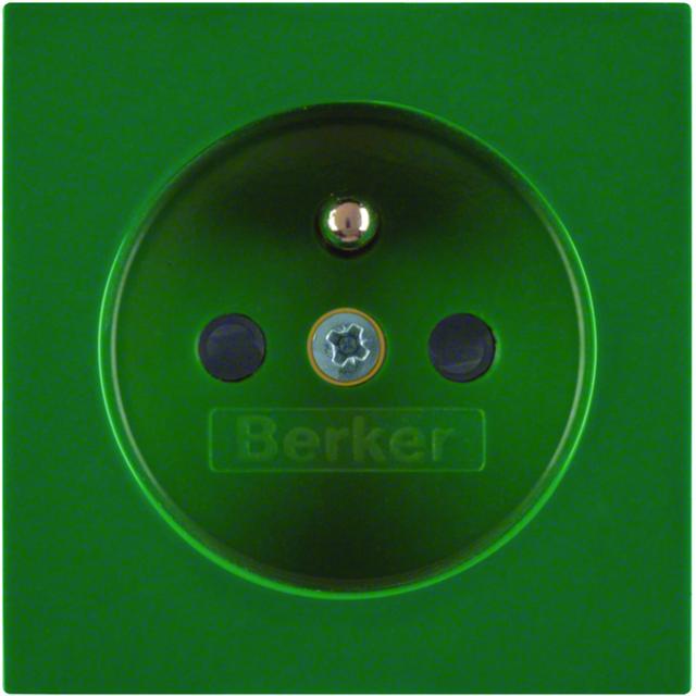 BERKER B.X/S.1 Płytka czołowa z przysłonami styków do gniazda z uziemieniem zielony 3965768963 HAGER