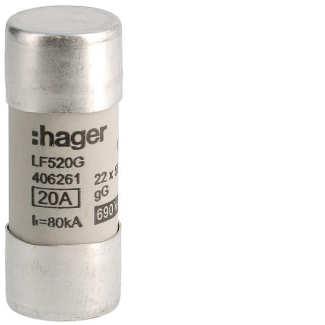 Wkładka bezpiecznikowa cylindryczna CH-22 22x58mm gG 20A 500VAC LF520G HAGER