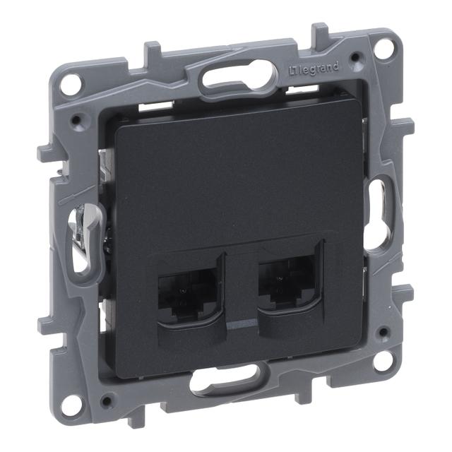 NILOE SELECTION - GNIAZDO 2 X RJ 45 KAT. 6 UTP ANTRACYT, Legrand