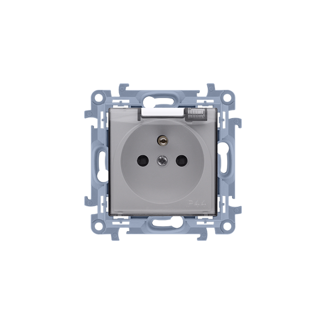 Simon 10 Gniazdo wtyczkowe z uziemieniem do wersji IP44 bez uszczelki - klapka transp. 16A 250V zac. śrub. biały *Wymagana uszczelka ramki CGZ1BU.01/11A KONTAKT