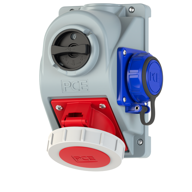 GNIAZDO Z WYŁĄCZNIKIEM " COMBO-POL" 32A 400V 3P+Z+N, gniazdo 230V, wył. 0-1 IP67