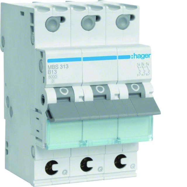 MCB Wyłącznik nadprądowy 6kA 3P B13A QuickConnect MBS313 HAGER