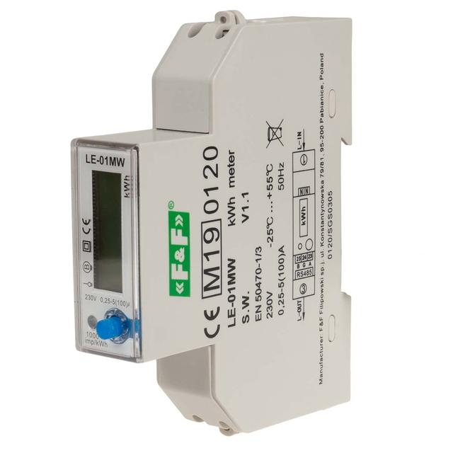 Jednofazowy licznik zużycia energii czynnej biernej Modbus RTU wielotaryfowy LE-01MW F&F