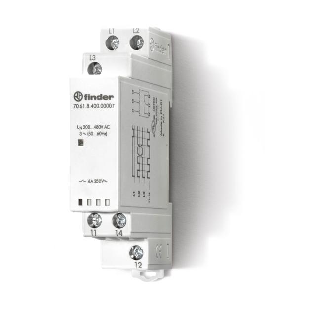 Przekaźnik zaniku i rotacji faz trójfazowy 1 P; 6A; 208…480V AC; wykonanie trakcyjne