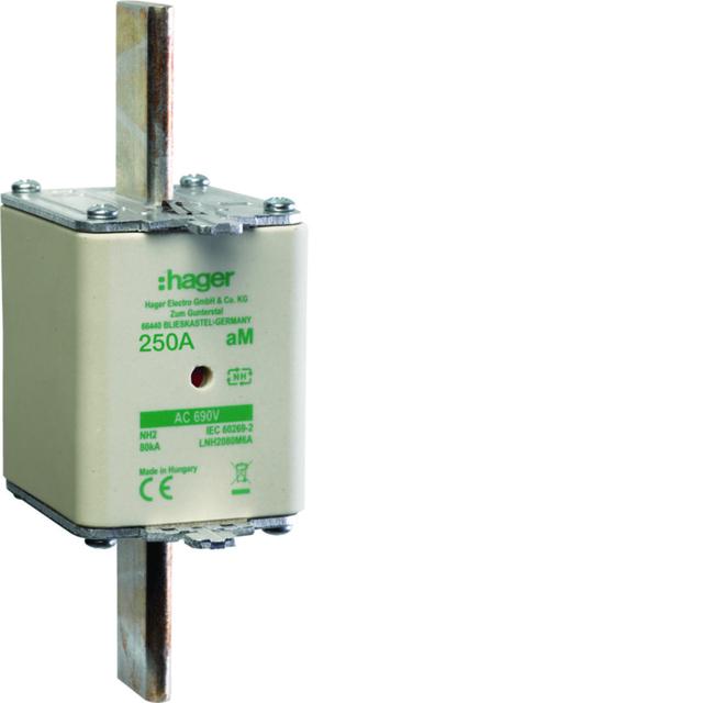 Wkładka bezp. nożowa NH2 wsk.podw. uchwyt nieiz.AM 250A 690VAC LNH2250M6A HAGER