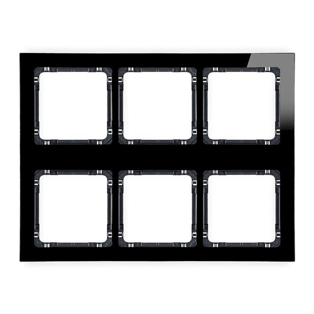 DECO Ramka modułowa 6 krotna (3 poziom, 2 pion) - efekt szkła (ramka czarna; spód czarny)