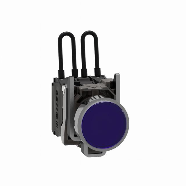 Push-to-test pilot light Harmony XB4 metal blue universal LED screw clamp terminals 24V XB4BW26B5 Schneider