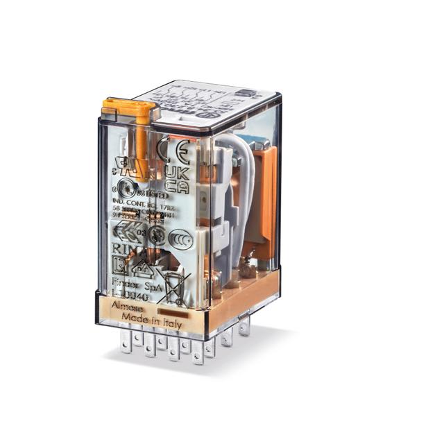 Miniaturowy przekaźnik przemysłowy 4 P; 7A; 230V AC; przycisk test. + mech. wskaźnik zadziałania, 55