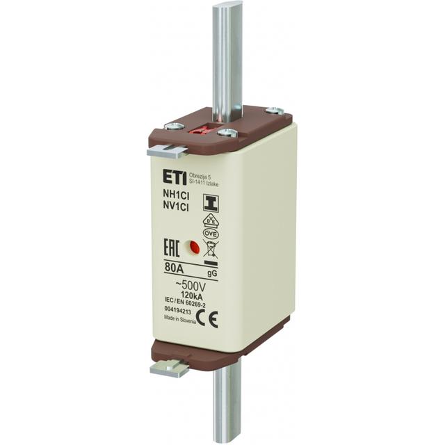 Wkładka topikowa NH zwłoczna KOMBI Zaczepy izolowane NH1C/I gG 80A 500V 004194213 ETI